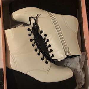 Dolls Kill White and Black Platform Boots